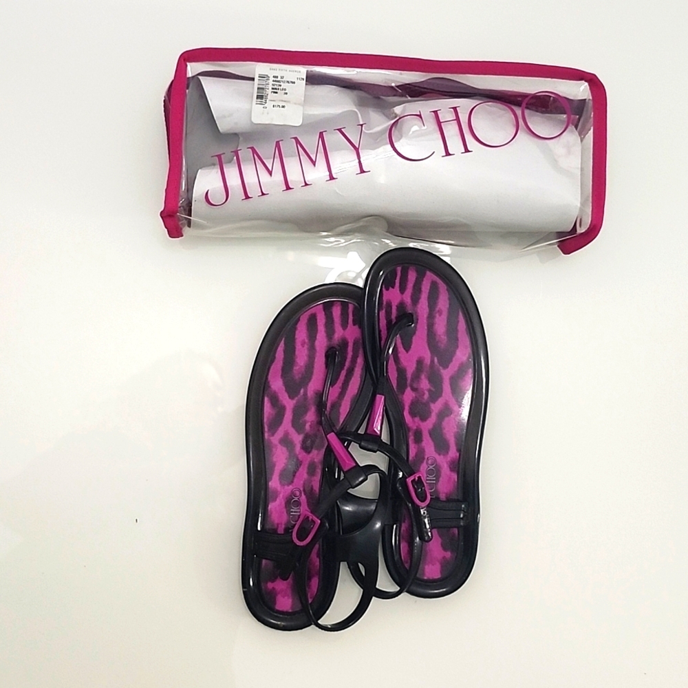 JIMMY CHOO Maui Leo pink tstrap jellies